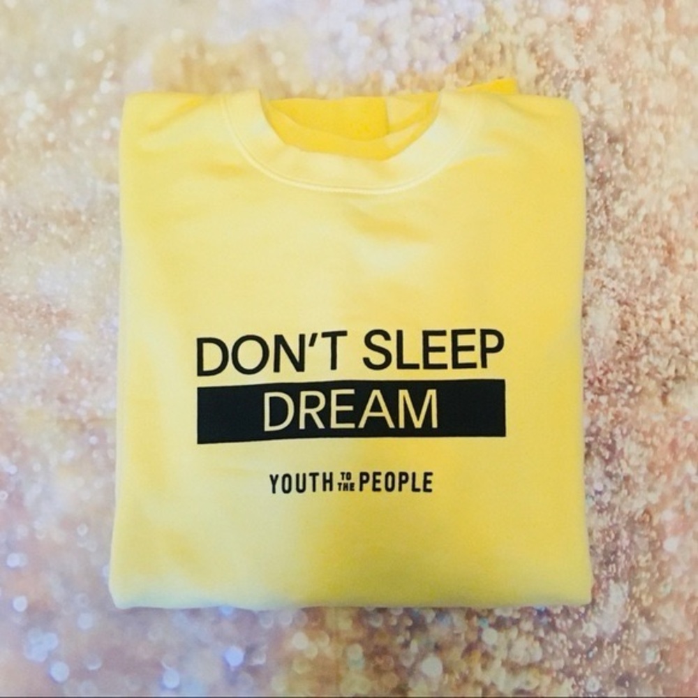 Youth To The People Banana Yellow Don’t Sleep Dream Crewneck Pullover EUC